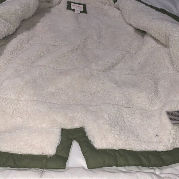 Cat & Jack Green Boys Hooded Parka Coat M Faux Fur Lining Recycled Polyester - Picture 4 of 14